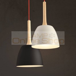 Dia 22cm Nordic Modern pendant lights Black/White wood and aluminum creativity pendant Lamps&Lights for restaurant bedroom lamp