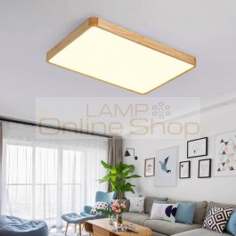 Dimmer led ceiling light with Ultra-thin 6cm wood mission lighting for living room bedroom flush mount home Decorative Lampshade
