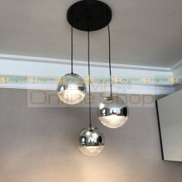 dining room lights Modern glass pendant lamp E27 led Lamps coffee shop Bar Chrome glass ball pendant light stair project lamp