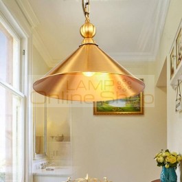 European Restaurant Copper LED Pendant Light for Living Room Bedroom American Vintage Balcony Study Decorate Indoor Lighting