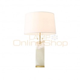 European study LED table lamp post modern American marble creative living room bedroom bedside cloth art E27 light table lamp