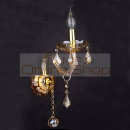 European Style Crystal wall Lamp,5 color 1/2 arm Candle shape luxury crystal wall Sconce for Bedroom Bedside lighting fixture