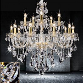  15 lights gold candle chandelier abajur antique lampada lustre hotel villa parlor clear crystal chandeliers