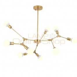 Globe pendant light post modern 6 head 9 light black gold color metal body milky glass lampshade E27 LED bulb