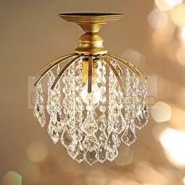 Gold 1 pcs porch light Cafe room dining room Mini Pendant crystal lamp Led Mediterranean Sea E27 Iron Crystal Kitchen lighting