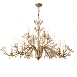 gold chandelier modern Crystal living room chandelier lighting led light luxury villa double wrought iron chandeliers ceiling