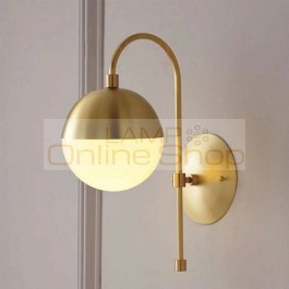 Guest room 1 pcs Global wall Lighting Deluxe all copper acryl shade Wall Lamp for hallway Bedside Aisle indoor led Wall fixtures