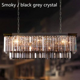 Hallway black crystal lighting for Kitchen Dining Room rectangular LED Pendant lights Cafe lustre Vintage E14 Iron hanging lamp