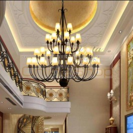 high Ceiling Chandelier Lighting for villa hall Traditional rustic iron Chandelier lamp hotel project Large candle Chandeliers