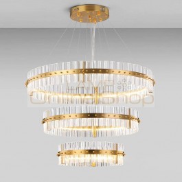 Home Gold led circle pendant light hanging crystal Bar light fixture for Foyer Hotel Lobby round Led strip crystal pendant lamp