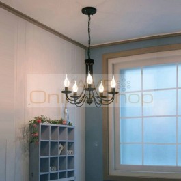 Home Mini black vintage chandelier for kitchen Hotel iron Antique chandelier home Lighting Pendant Hanging Light LED lustre