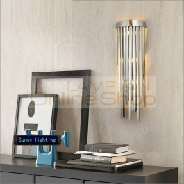 Hotel Lobby silver wall Light chrome indoor LED wall lamps Modern Design Creative Stainless Steel chrome cafe light Bedroom Lamp