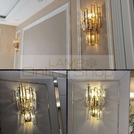 Hotel Postmodern Crystal Wall Lights for Villa Hall Living Room Tv Background Gold Wall Lights Master Bedroom Led wall sconces