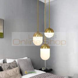 Indoor Dining Room Lighting cord pendant light Iron Copper-plated glass Hanging Suspension Luminaire bedroom lamp Mirror lamps
