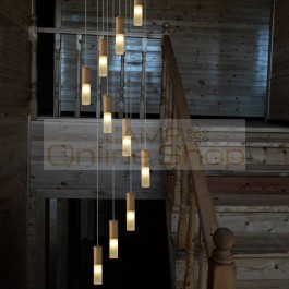 Italy style Large wooden staircase light led villa big spiral chandelier Stairway lighting modern wood stairwell lamps