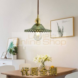 Japanese-style Stained Glass hanging lamp Brass Chandelier for kitchen Bedside Lamp Mini-chandelier Lampara Bar Nostalgia lamps
