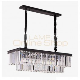 Kitchen Long Crystal strips pendant lights for dining room rectanglar clear & grey Cafe Bar light lustres led indoor lighting
