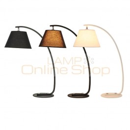 Kung Simple modern style desk lamp Nordic creative table light black white body fabric lampshade E27 lamp 3W white 