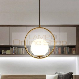 Lampara led Bedroom Bedside Nordic Light Modern Simple Circular Glass Ball Home Deco LED Pendant Light Suspension Luminaire