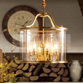 Large Vintage Brass pendant Lamp for dining room Dressing room Copper lamps Bedroom Restaurant Glass hanging Lamp pendant lights