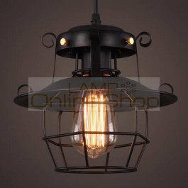 LOFT retro industrial style pendant light vintage metal cage iron net lampshade hanging lamp for bar restaurant lighting fixture