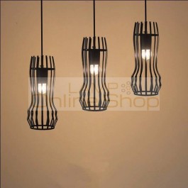 Loft RH Industrial Iron pendant lights,Warehouse metal cube cage lampshade Vintage Lighting hanging lights with LED bulb