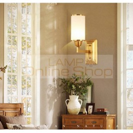  Modern Simple Aisle Home Deco Copper Gold Bedroom Bedside E27 LED Wall Lamp Nordic Glass Lampshade Wall Light Fixture