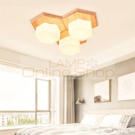  Simple Wood Nordic Living Room Bedroom LED Ceiling Lights Lustres Cozy Jigsaw Aisle Balcony Glass Ceiling Lamp Fixture
