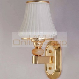 Modern bedroom bedside wall lights 1-2 heads gold base glass lampshade wall lamp for hotel cafe restaurant Aisle stair lighting