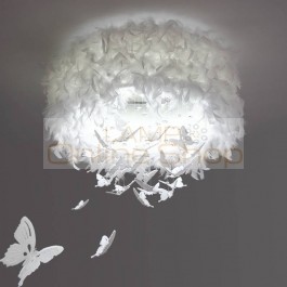 Modern bedroom Ceiling Light white butterfly romantic feather LED lamp princess room wedding hotel luxury art ceiling lamp