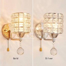 modern Bedside lamp crystal Led wall lamps with pull switch creative bedroom hanging lights corridor light Wall Lights For Home