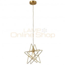 Modern Brief Creative star real brass pendant lights Foyer bedroom dining room copper droplight LED E27 BULB Lighting fixture