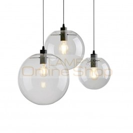 Modern brief Glass Ball pendant Lamp,dia 15/20/25/30cm clear glass Hanging Lamp Suspension for Dining Room Bar Restaurant lamp