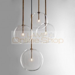 Modern Clear Glass Pendant Lights dia 15/20/25/30CM glass ball lamp shade G4 led dining room restaurant hanging lamp Luminaire