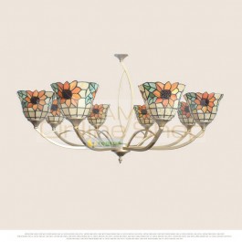 Modern country Tiffany glass chandelier green planting rattan Chandelier Lighting bar decoration lamps home balcony lights