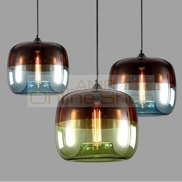 Modern Electroplate glass Pendant Light blue green glass kitchen restaurant lighting luminaires Nordic creative bar hanging lamp