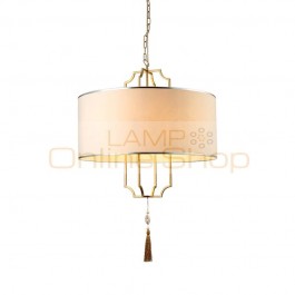 Modern European Copper LED pendant lights fabric lampshade 5W warm white/pure white E14 LED lamp American style 