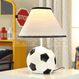 Modern football resin table lamps cloth lampshade resin base art deco table light for bedroom bedside cartoon lighting fixture