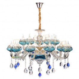 Modern Glass Chandelier Living LED Lamps chandelier lighting Bedroom Atmosphere French Blue Zinc Alloy Crystal Chandeliers