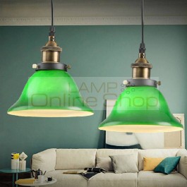 Modern green glass pendant lamp dia 20cm 25cm industrial indoor lighting fixture for restaurant bar cafe deco pendant lights