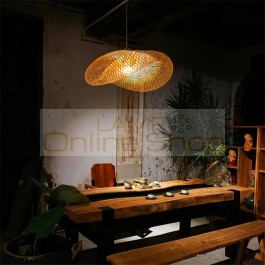 Modern Lamps Wood Bamboo Art LED Pendant Lights Lighting Rattan Pendant Lamps Dining Room Home Indoor Luminaire Kitchen Fixture