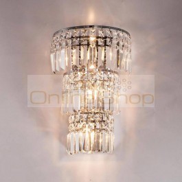 modern large crystal wall sconce light for living room 3-layer big wall lamp Foyer hall wall lamp top K9 crystal light Luminaire