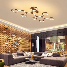 Modern LED Chandeliers Lights For Living Room Dimmable With remote and Metal Frame coffee color Lights Bedroom Lighting Fixtures