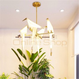 Modern LED Pendant Light Lighting 110V 220V Nordic Origami Crane Bird Pendant Lamp Ceiling Lamp Living Room Foyer LED Floor Lamp