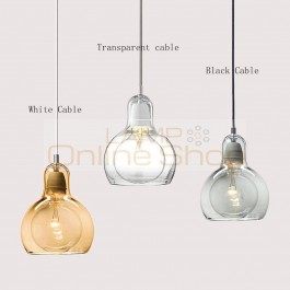 Modern Loft E27 Pendant Lamp Clear Amber Glass Lampshade LED Chandelier Lighting Ball Hanging Lights Lustres Home Decor Fixtures
