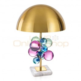 Modern marble table lamps colorful and clear glass crystal ball table light for living room bedroom study deco LED reading light