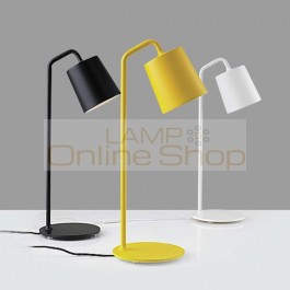 Modern minimalist metal table lamp for living room bedroom study office,yellow white black wrought iron bedside reading lamp