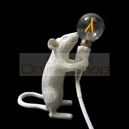 Modern Mouse Lamp Desk Lamp LED Black White Gold Animal Mouse Desk Lamps Lights Resin Night Lights Animal Art Table Lamps Lights