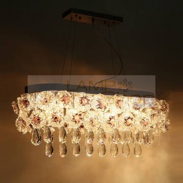 Modern pendant lamp for Dining Room dressing Flower Ceiling fixture lighting Rectangular Crystal lamp Led Lamp Pendant Lights