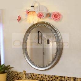 Modern pink Rose Flowers Led Lamp Bedside Lamps Lens Headlight European Bathroom Mirror Headlights Creative wall light